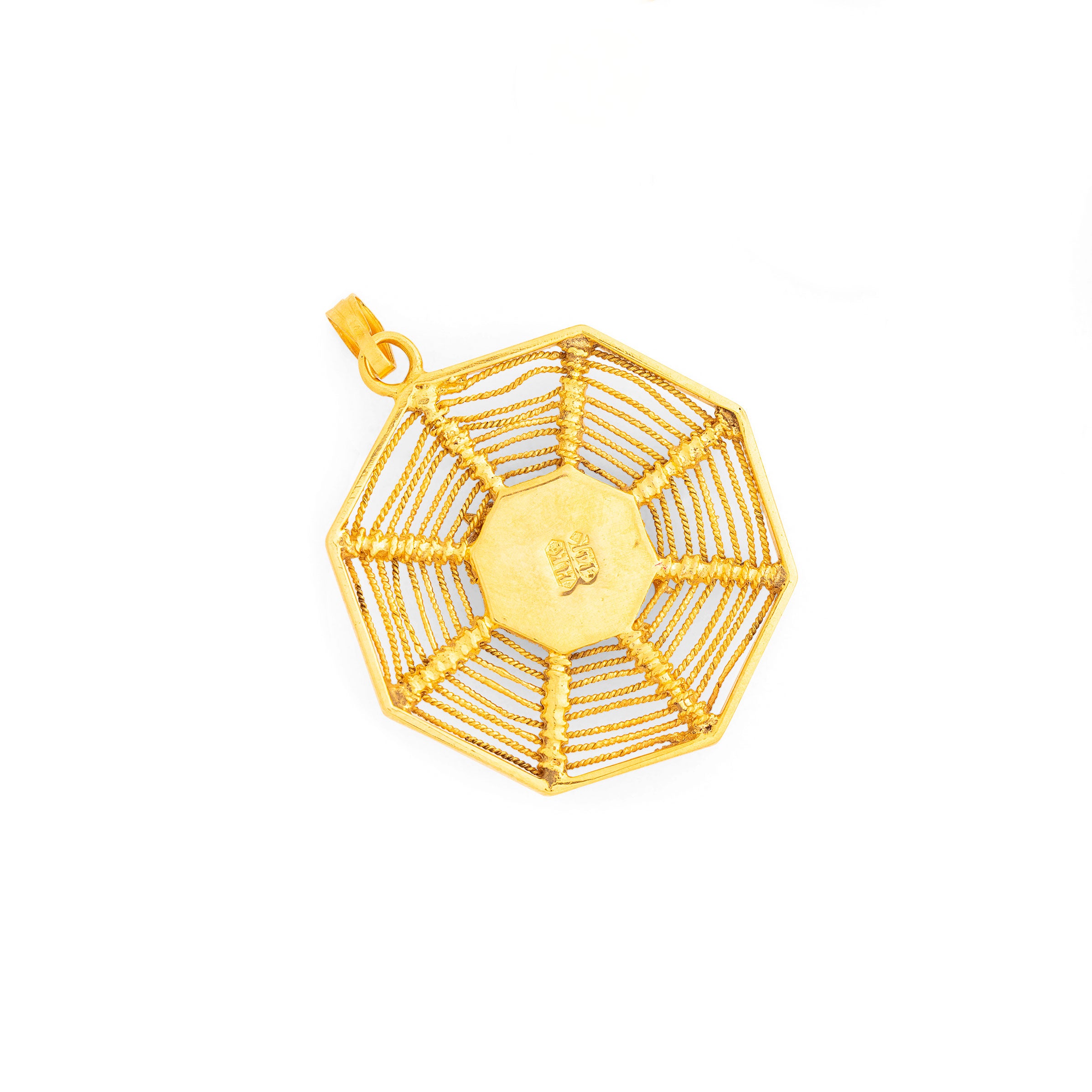 Jade, Pearl, and 14K Gold Large Spiderweb Charm