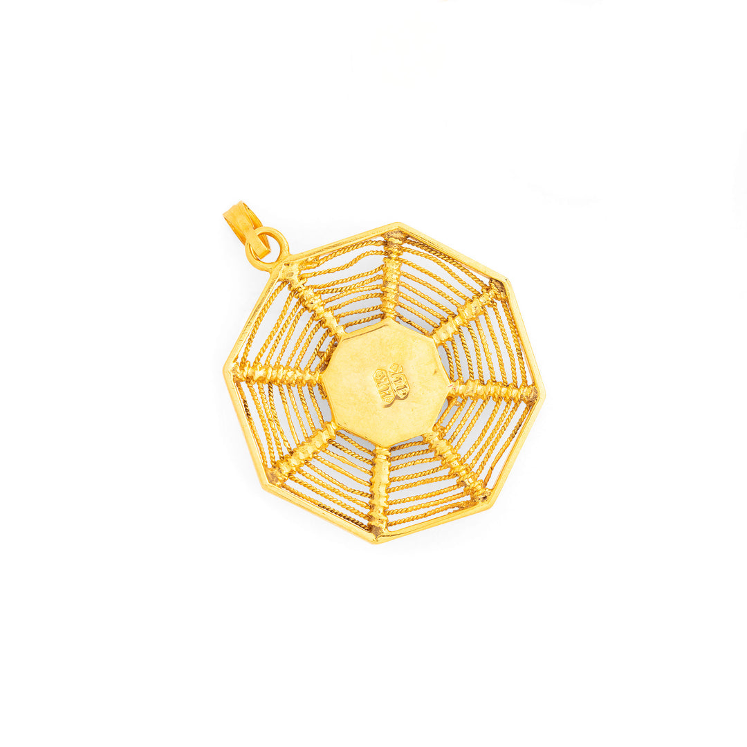 Jade, Pearl, and 14K Gold Large Spiderweb Charm