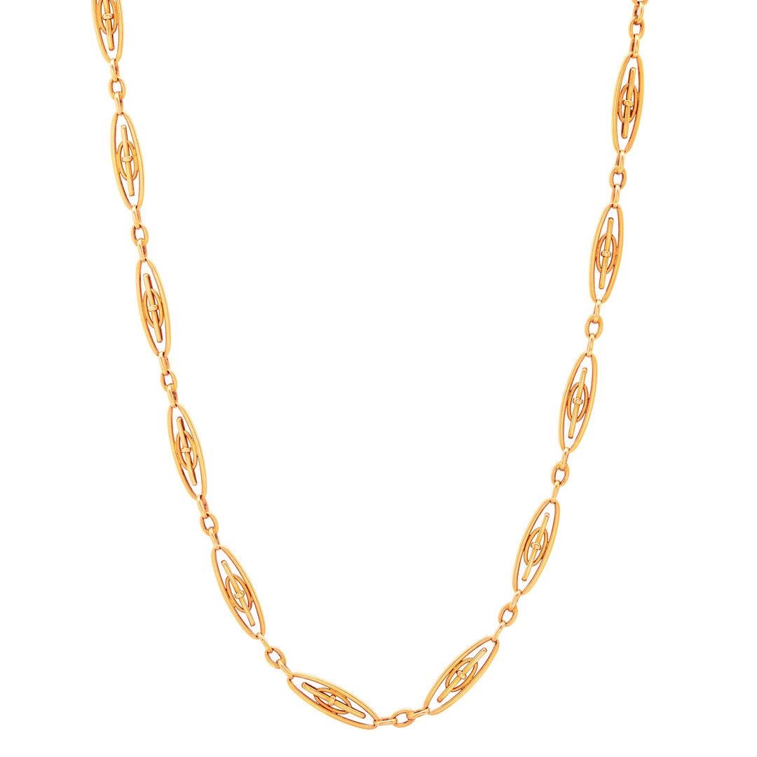 Ornate Link 18K Rose Gold 15" Chain Necklace