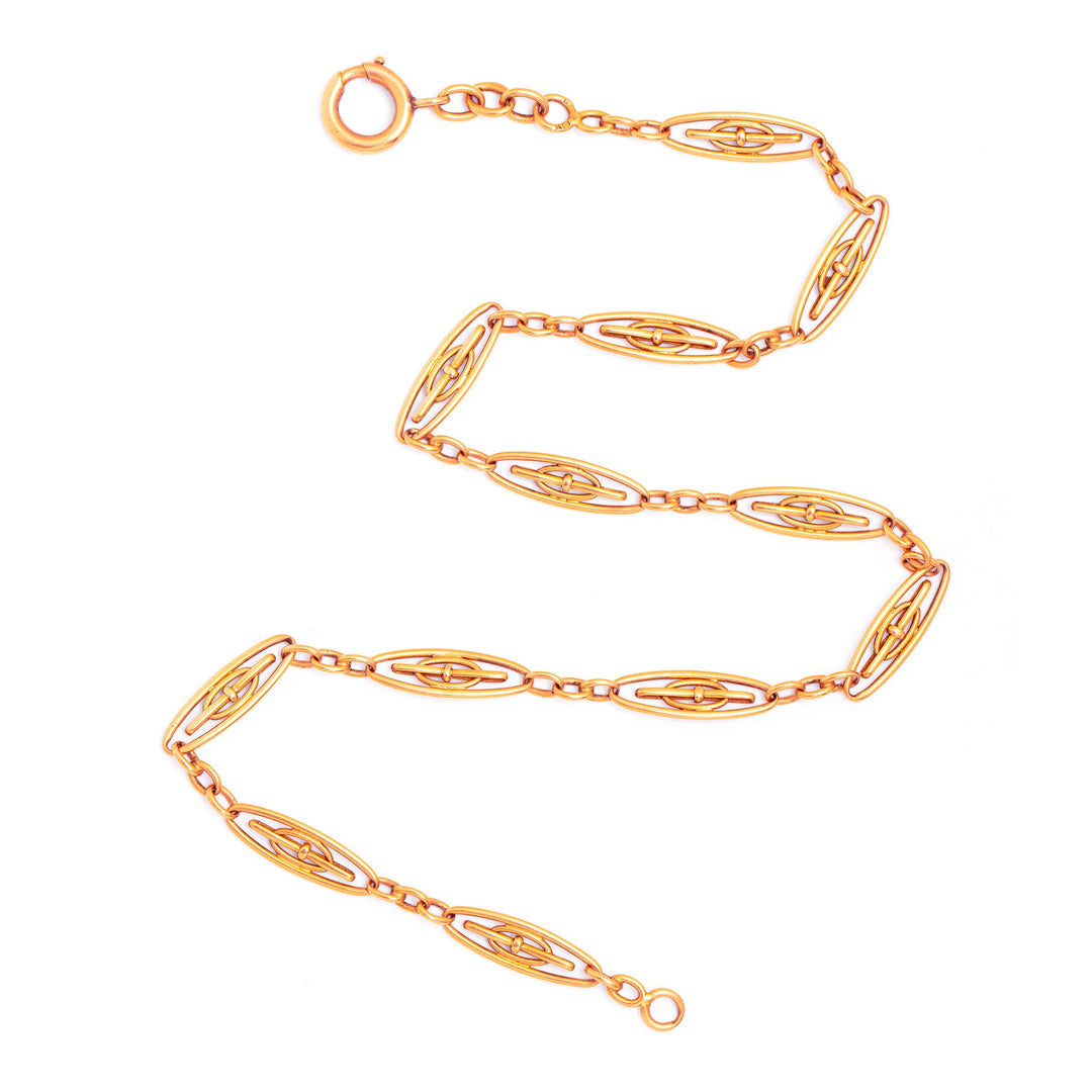 Ornate Link 18K Rose Gold 15" Chain Necklace