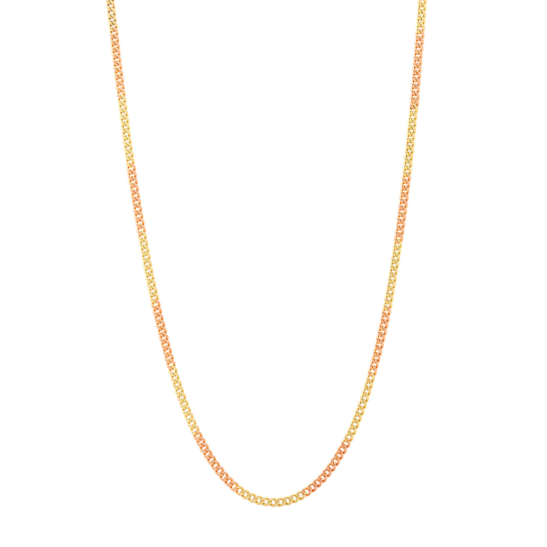 Early 20th Century Bi-Color 14K Gold Curb Link Chain Necklace
