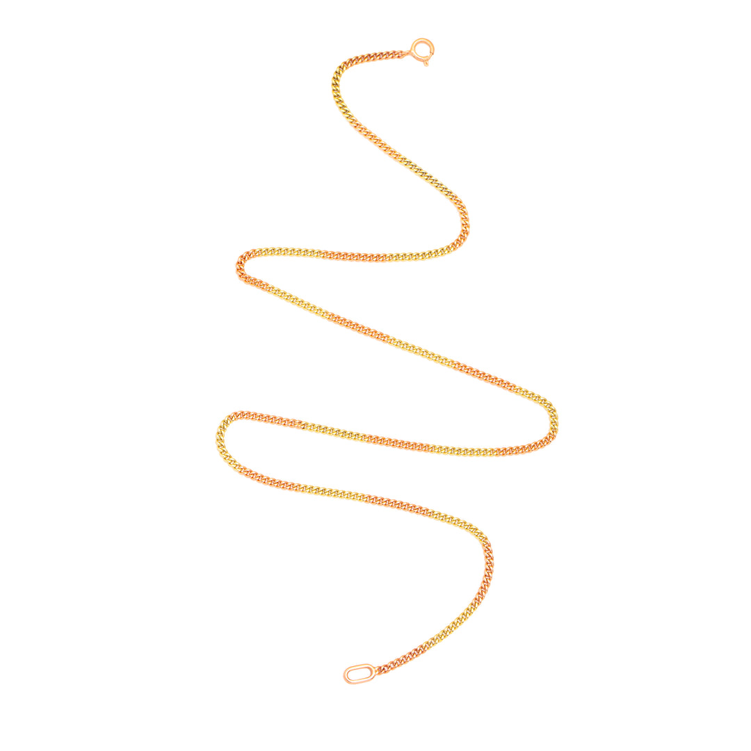 Early 20th Century Bi-Color 14K Gold Curb Link Chain Necklace