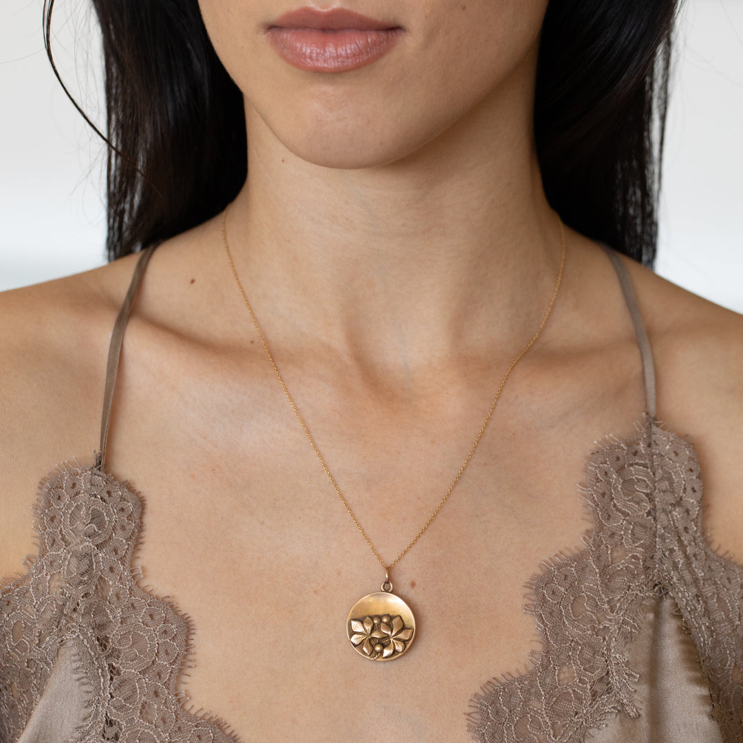 Early 20th Century Leaves And Berries 10K Gold Locket