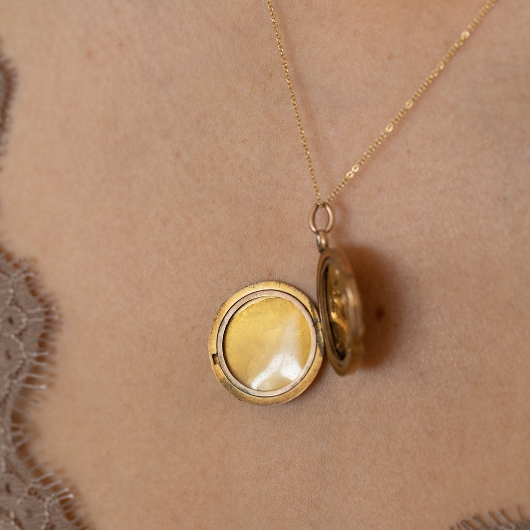 Early 20th Century Leaves And Berries 10K Gold Locket