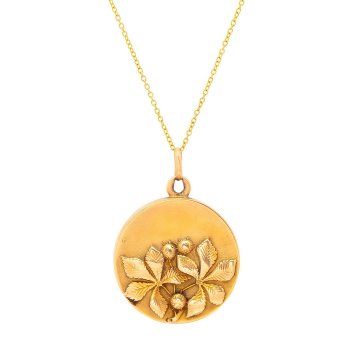 Early 20th Century Leaves And Berries 10K Gold Locket