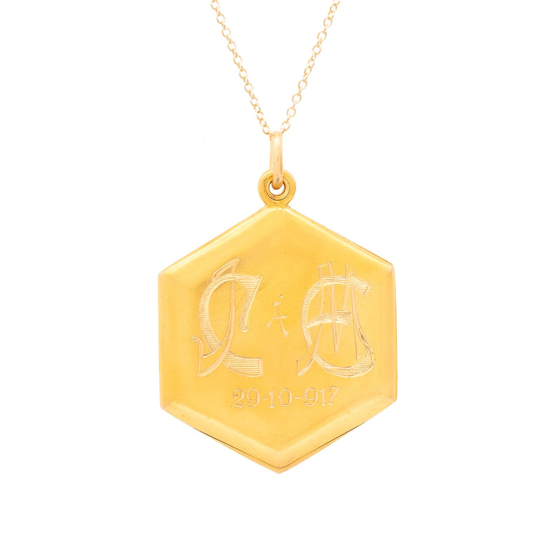 Early 20th Century Octagonal Rudy, Diamond, And 18K Gold Locket