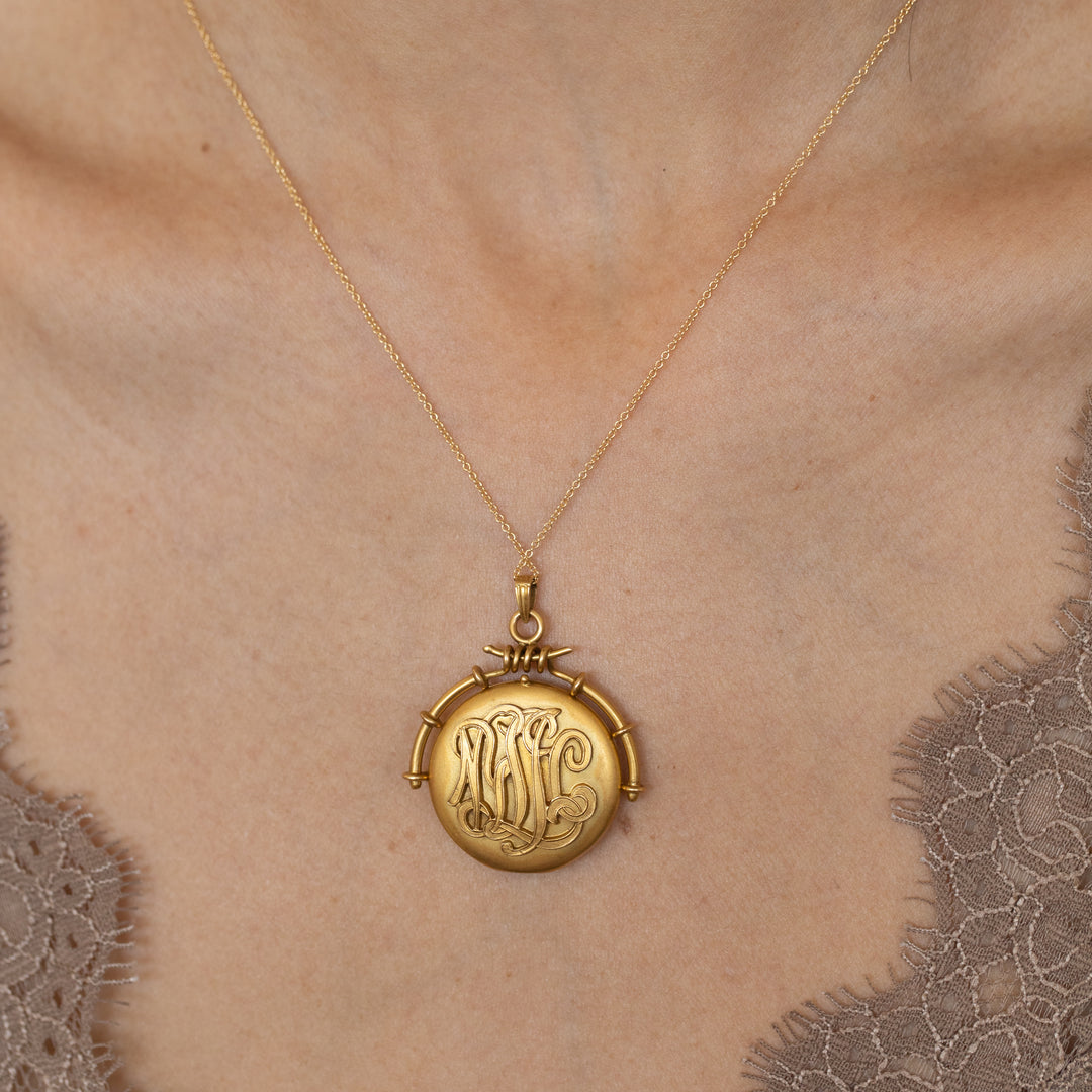Victorian Diamond and 14k Gold Monogram Locket