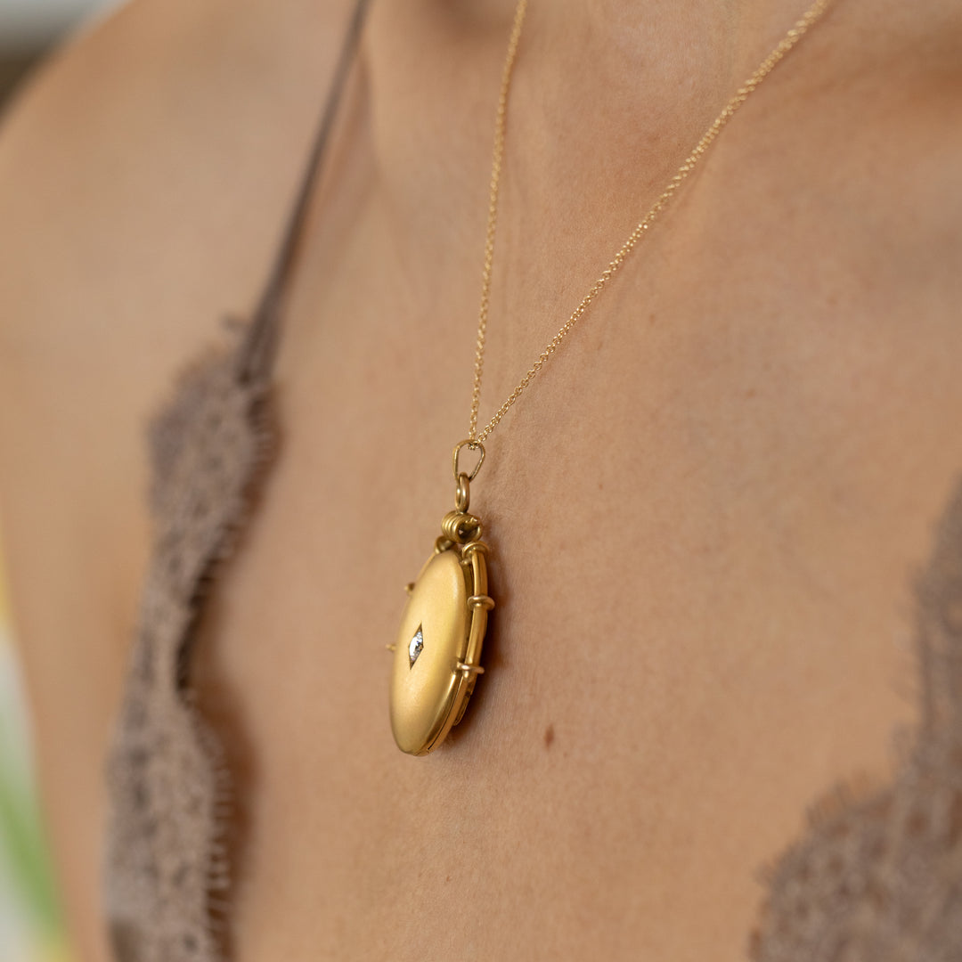 Victorian Diamond and 14k Gold Monogram Locket