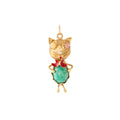 Italian Glass Stone and 18K Gold Cat Charm