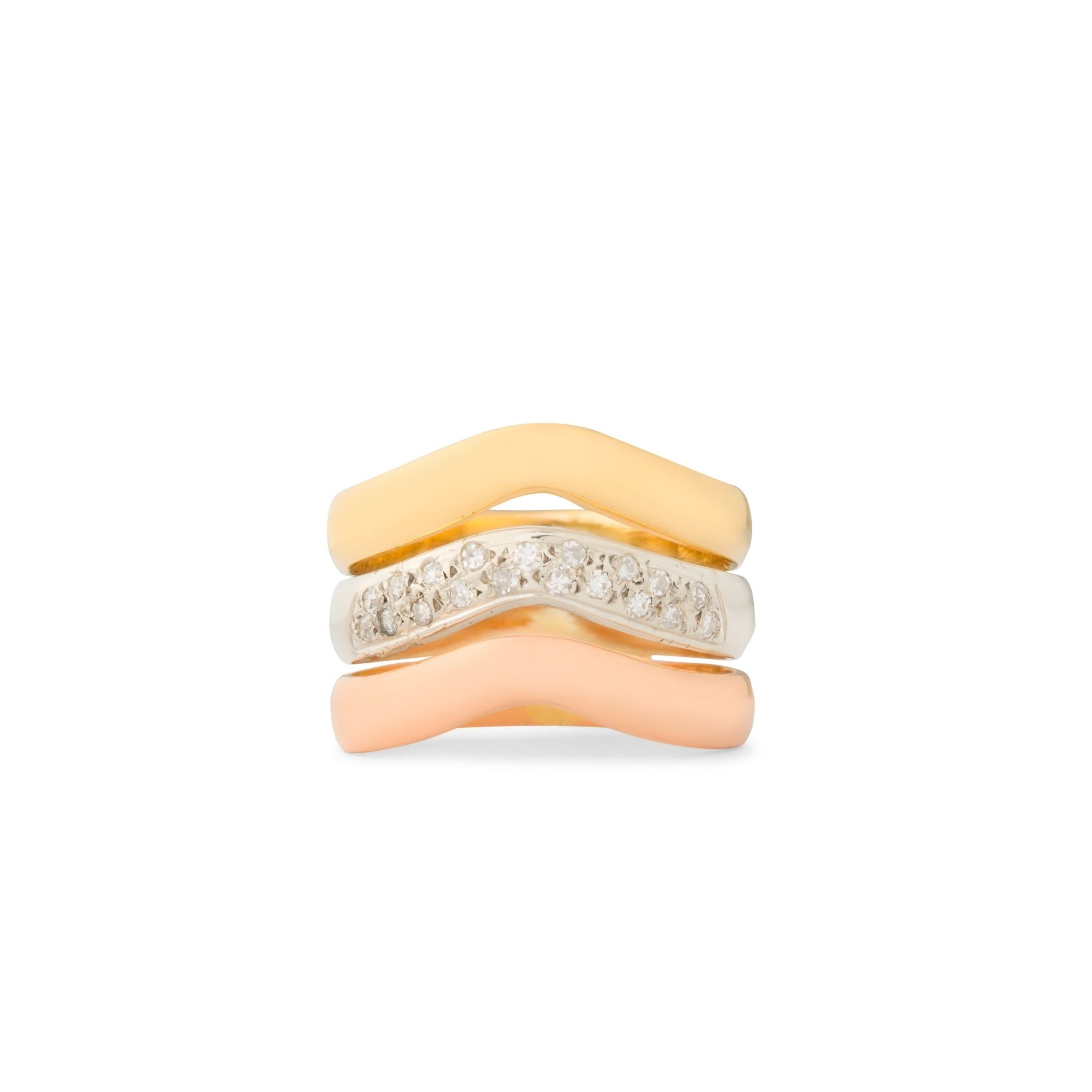 Diamond and 18K Tri-Color Gold Ring