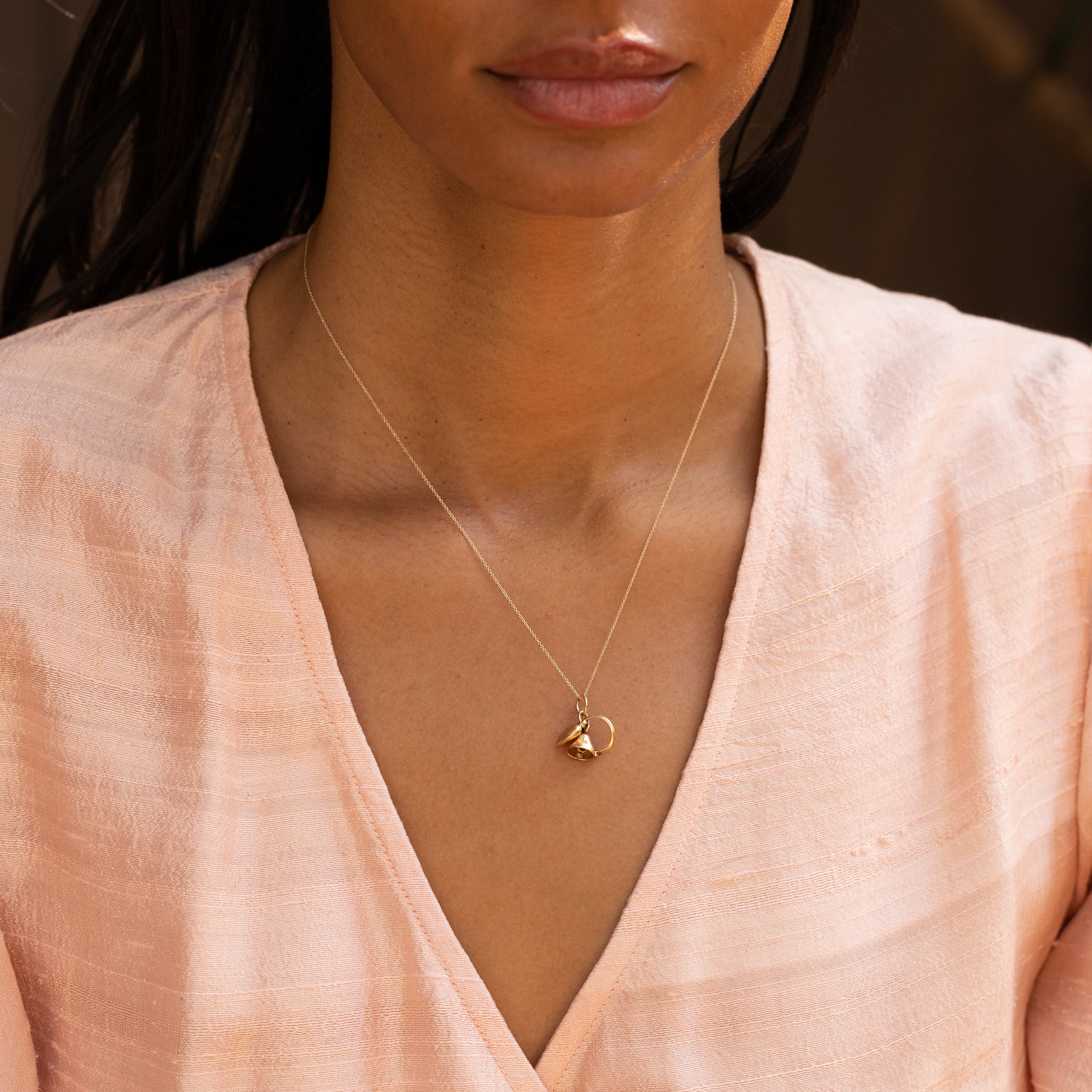 Heart, Ring, and Bell 14K Gold Wedding Charm