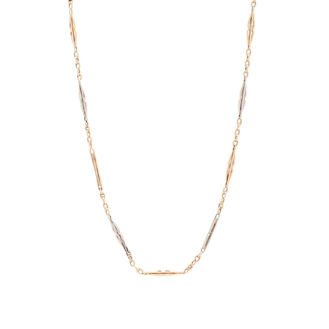 Edwardian Platinum and 14k Rose Gold 14.5" Chain Necklace