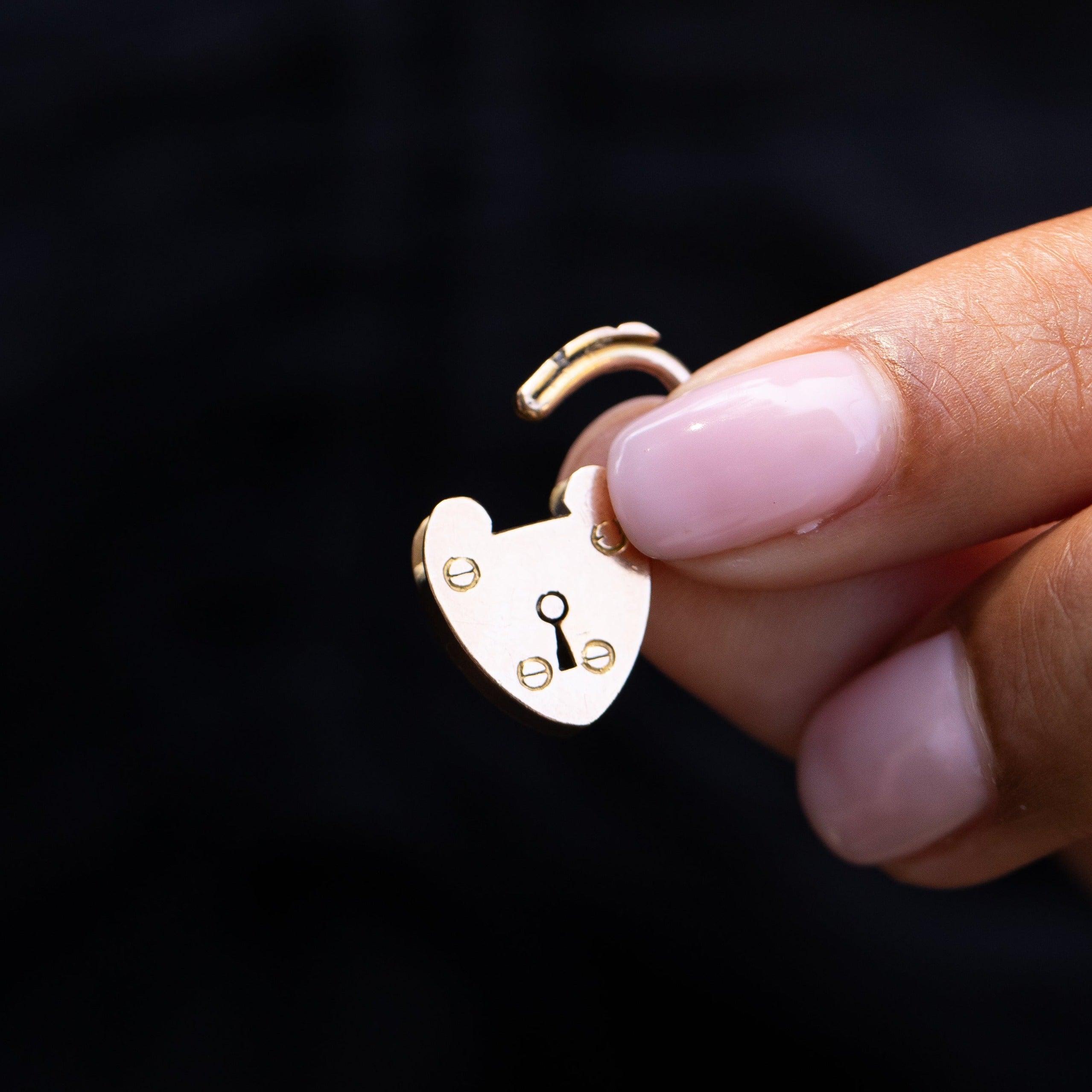 English 9k Rose Gold Heart Padlock Charm