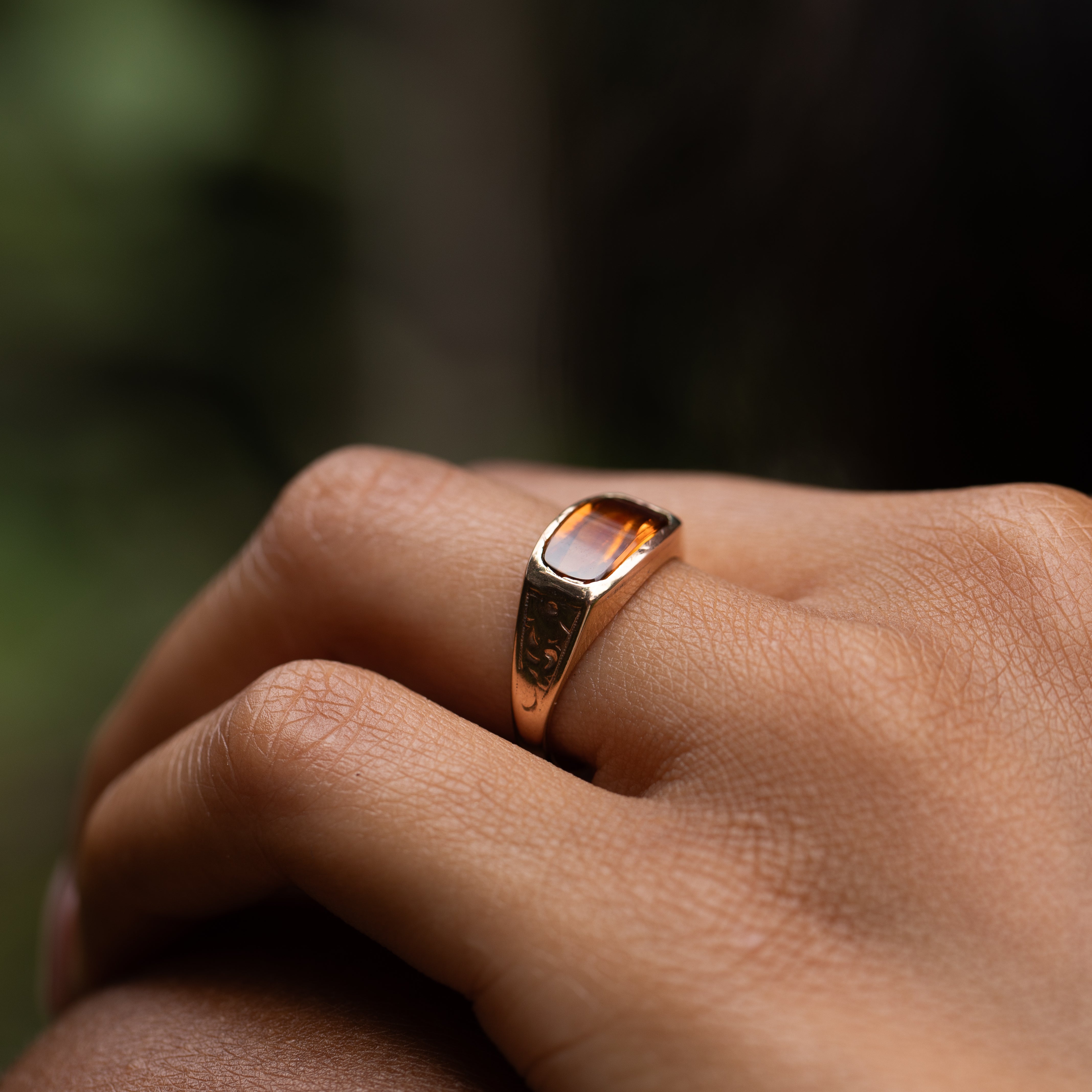 Victorian Citrine and 14K Rose Gold Ring