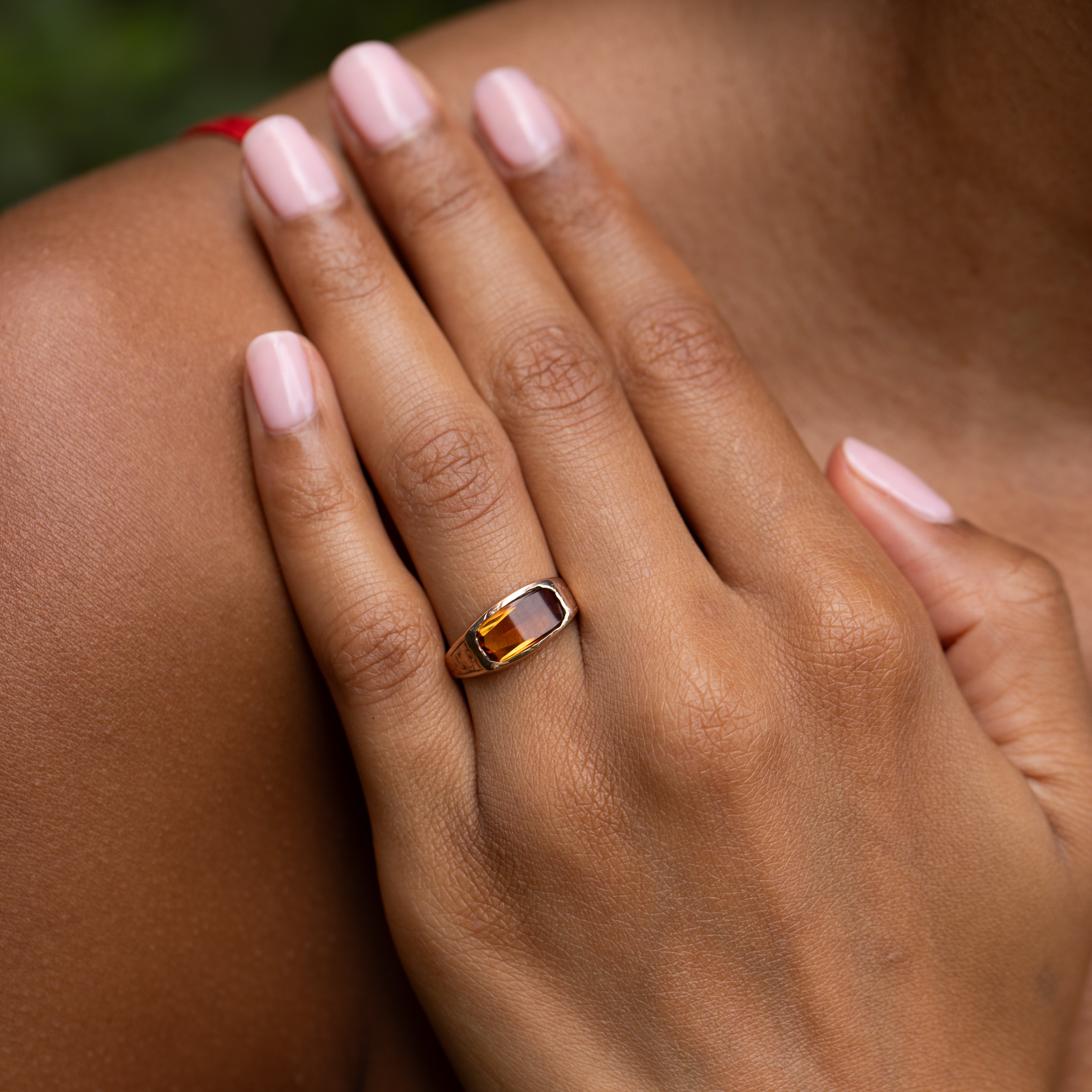 Victorian Citrine and 14K Rose Gold Ring