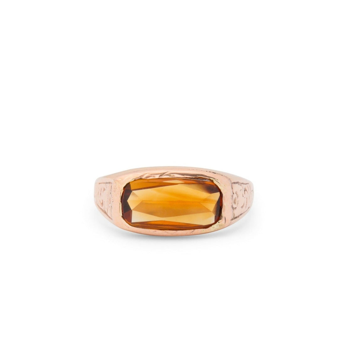 Victorian Citrine and 14K Rose Gold Ring