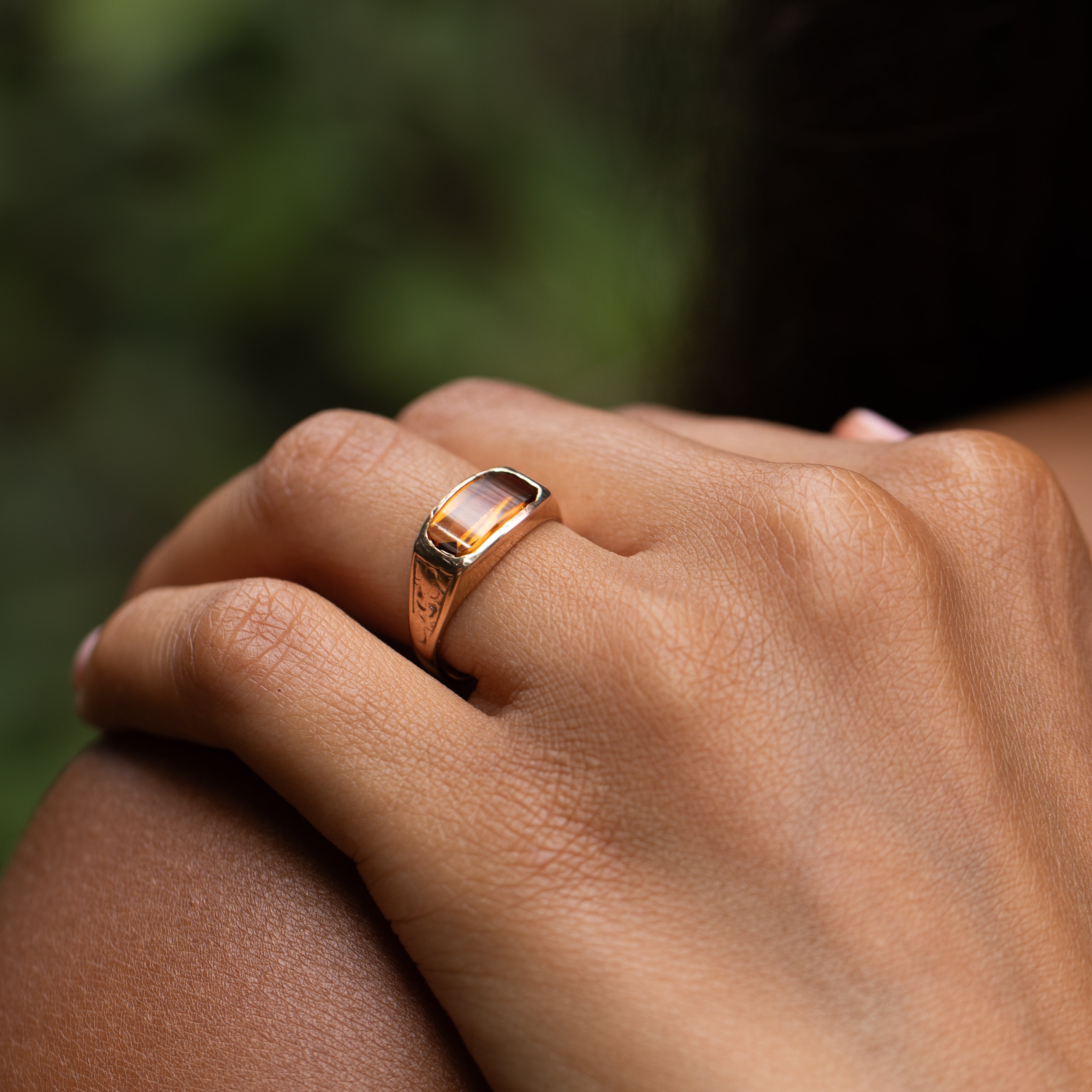 Victorian Citrine and 14K Rose Gold Ring