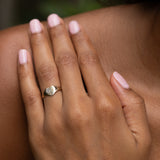 English Diamond and 9k Gold Heart-Shaped Signet Ring