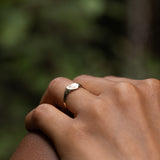 English Diamond and 9k Gold Heart-Shaped Signet Ring