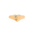 English Diamond and 9k Gold Heart-Shaped Signet Ring