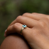 Victorian Blue Enamel Forget-Me-Not Diamond and 18K Gold Ring