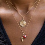 Santa Stocking 14k Gold And Enamel Charm