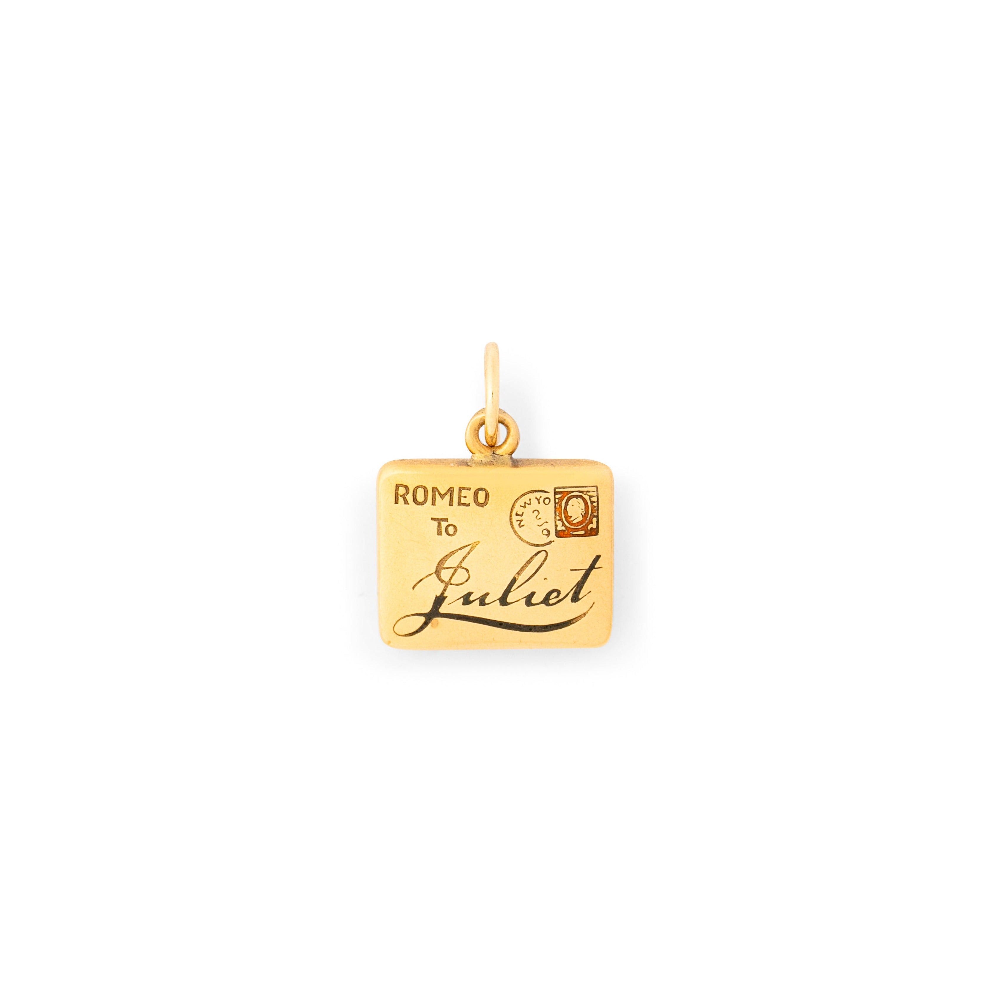 "Romeo To Juliet" Love Letter 14k Gold and Enamel Charm