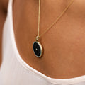 Black Guilloche, Pearl, And 14k Gold Locket