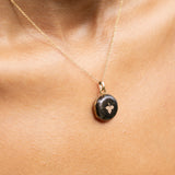 French 18k Gold and Black Enamel Striped Locket