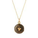 French 18k Gold and Black Enamel Striped Locket