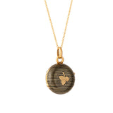 French 18k Gold and Black Enamel Striped Locket