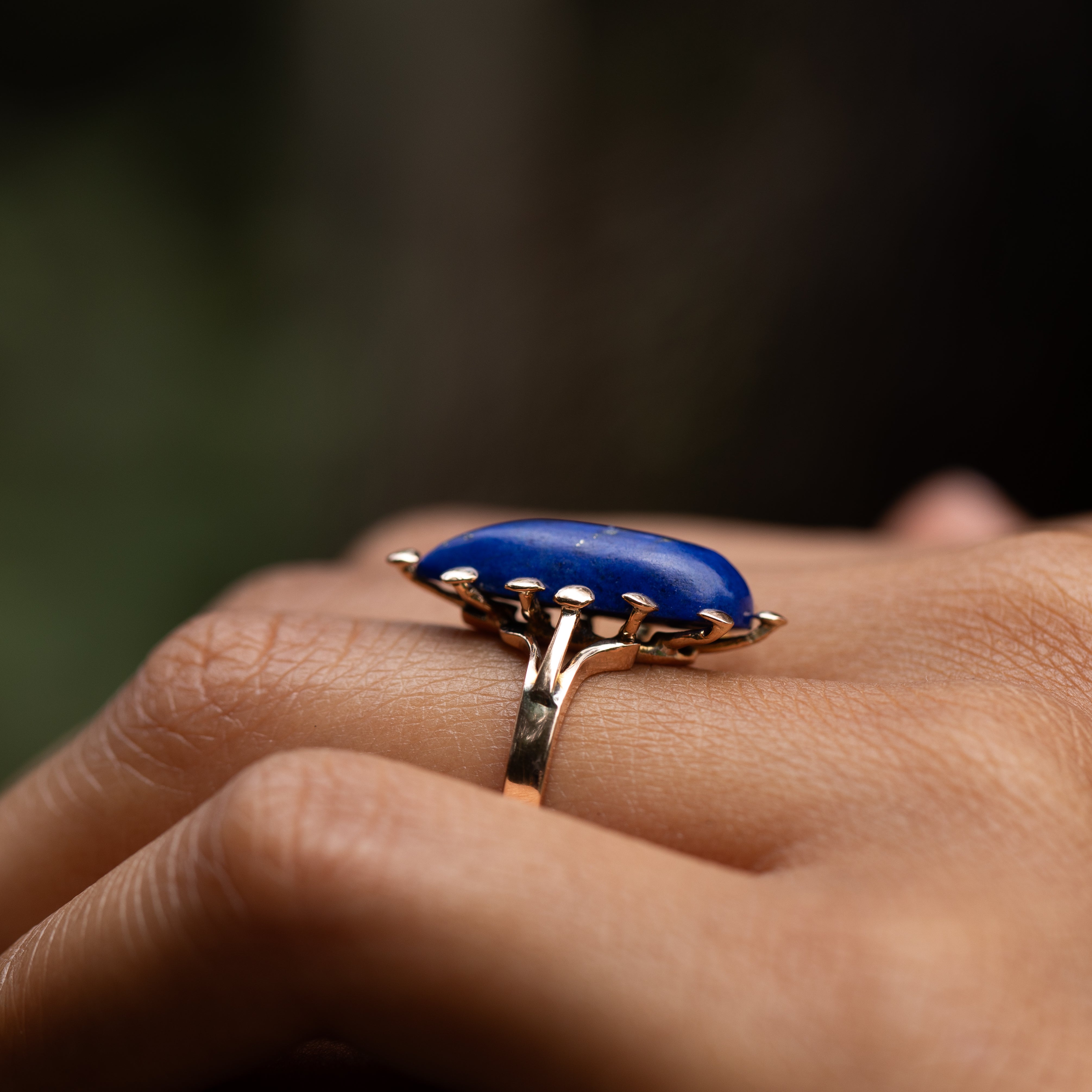 Pear Shaped Lapis Lazuli and 14K Gold Ring