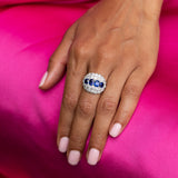 1920s Natural Sapphire, Diamond, and Platinum Cluster Ring