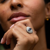 1920s Natural Sapphire, Diamond, and Platinum Cluster Ring