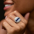 1920s Natural Sapphire, Diamond, and Platinum Cluster Ring