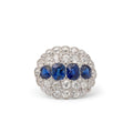1920s Natural Sapphire, Diamond, and Platinum Cluster Ring