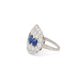 1920s Natural Sapphire, Diamond, and Platinum Cluster Ring