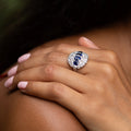 1920s Natural Sapphire, Diamond, and Platinum Cluster Ring