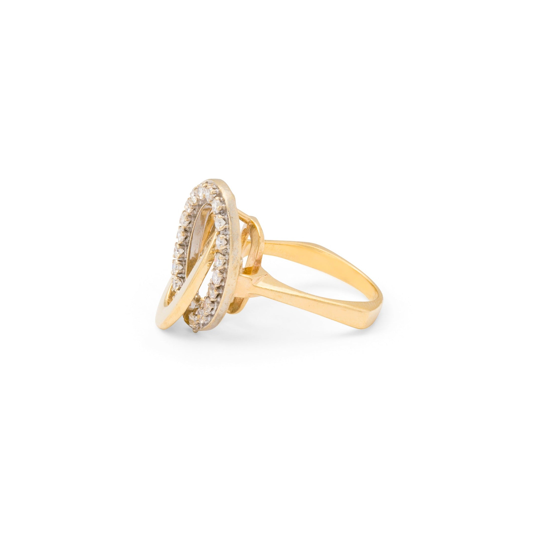 Double Oval 14K Bi-Color Gold and Diamond Ring
