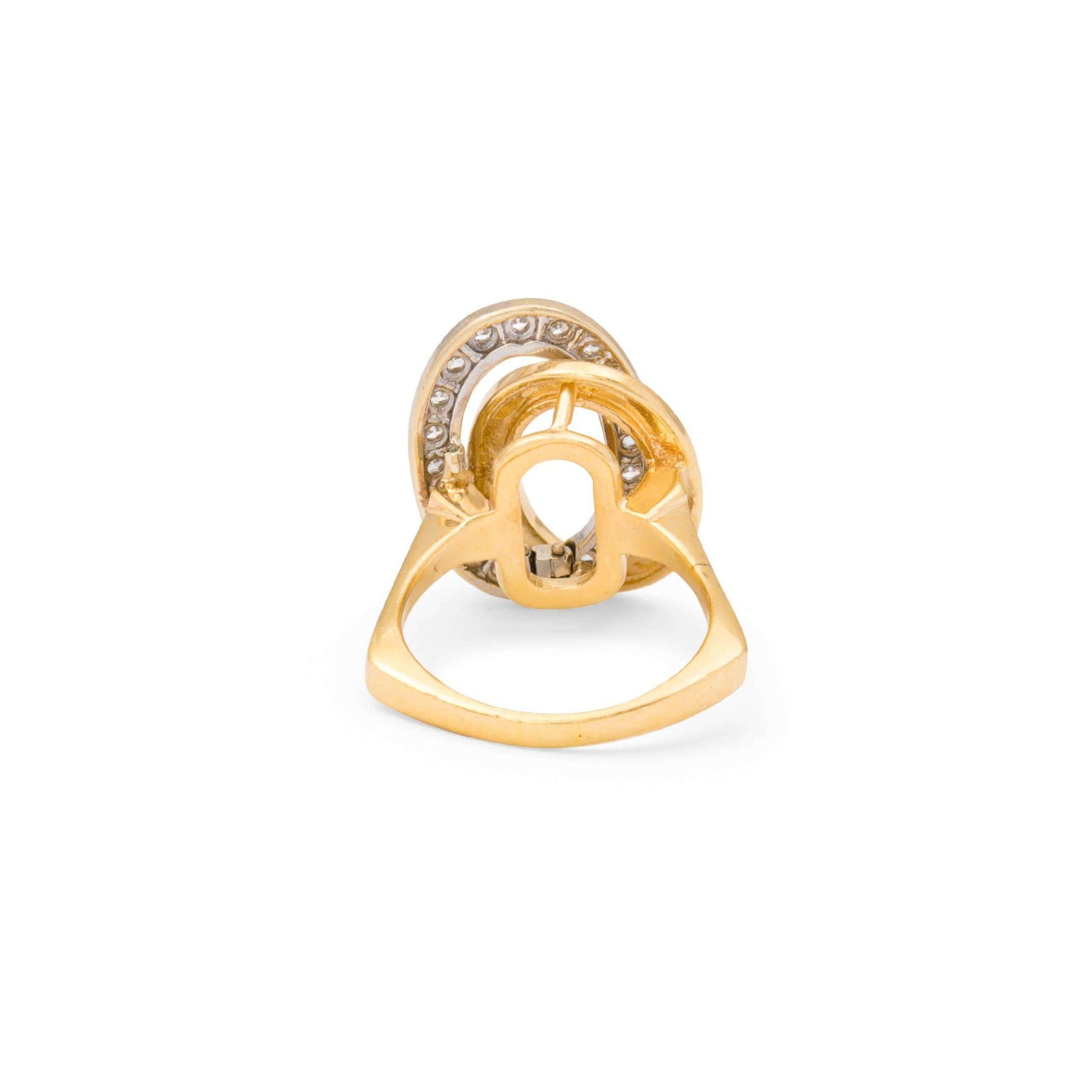 Double Oval 14K Bi-Color Gold and Diamond Ring
