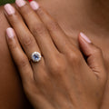 Sapphire, Diamond, and 18K Gold Cluster Ring