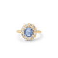 Sapphire, Diamond, and 18K Gold Cluster Ring