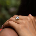 Sapphire, Diamond, and 18K Gold Cluster Ring
