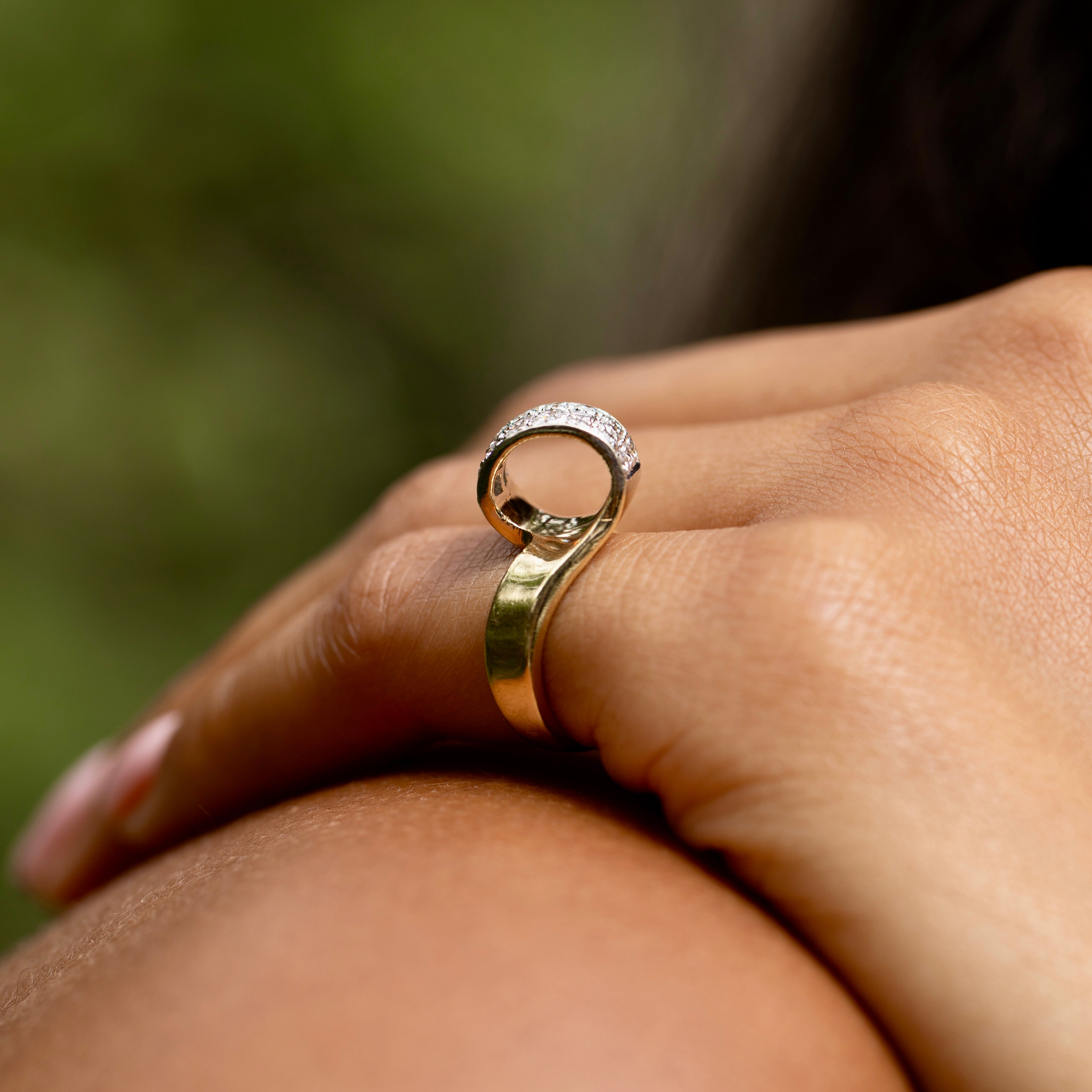 Diamond and 18K Bi-Color Gold Loop Ring