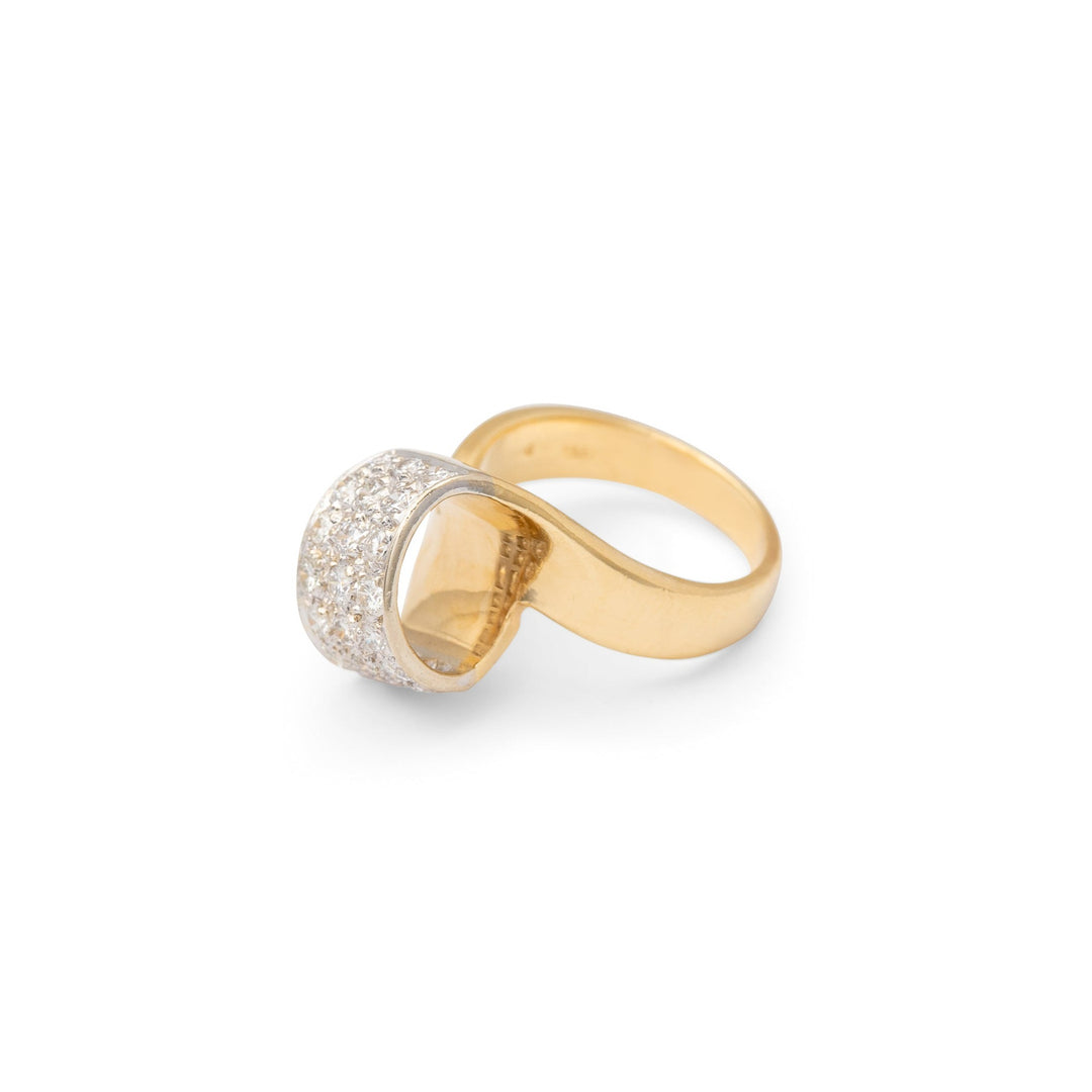 Diamond and 18K Bi-Color Gold Loop Ring