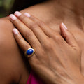 Lapis Lazuli and 14K Gold Stepped Dome Ring