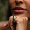 Lapis Lazuli and 14K Gold Stepped Dome Ring