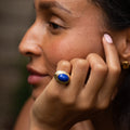 Lapis Lazuli and 14K Gold Stepped Dome Ring