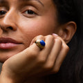 Lapis Lazuli and 14K Gold Stepped Dome Ring