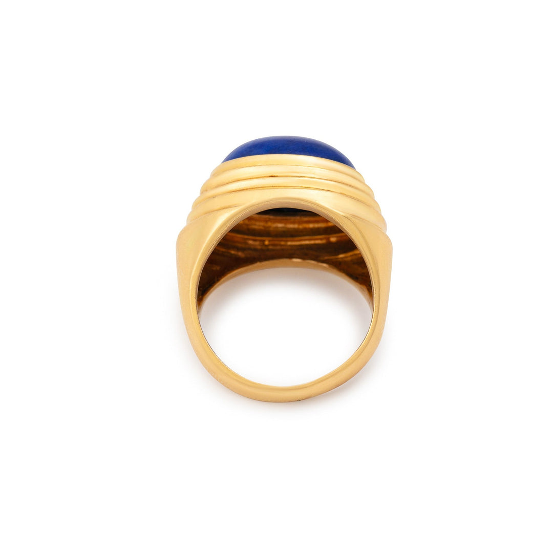 Lapis Lazuli and 14K Gold Stepped Dome Ring